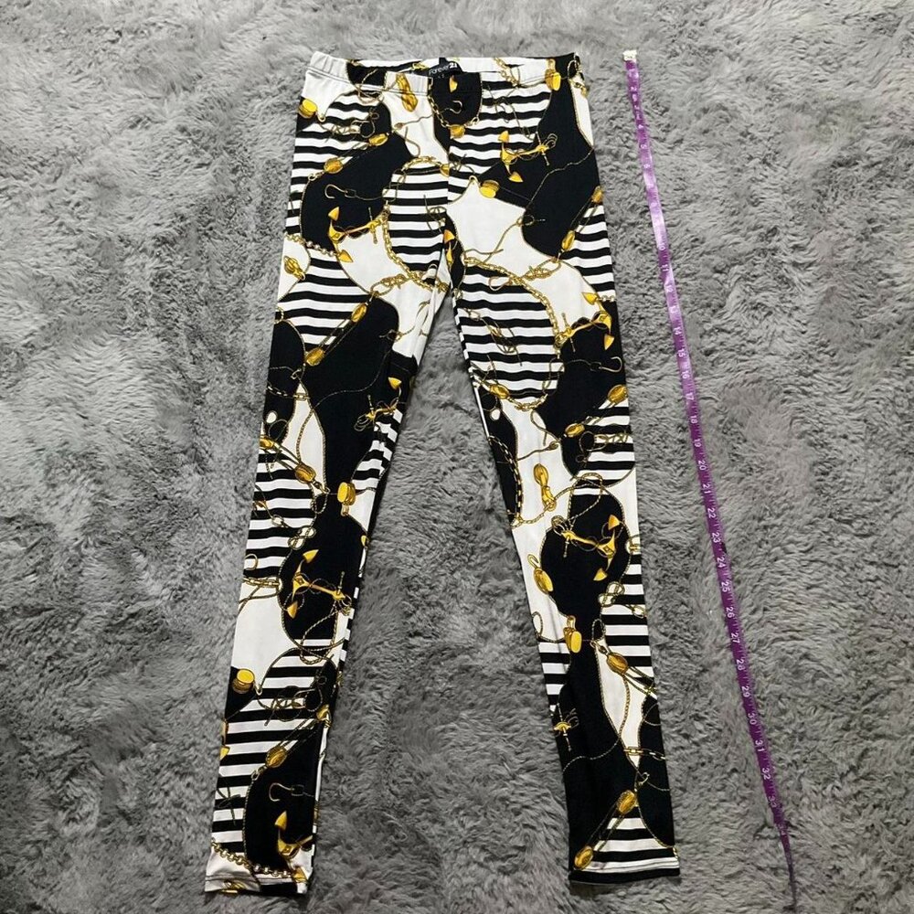 Forever 21 Printed Leggings | Stripes & Gold Chain Pattern | Women’